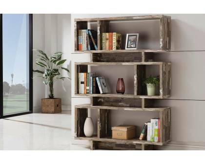 Coaster - 3-Tier Geometric Bookcase in Salvaged Cabin