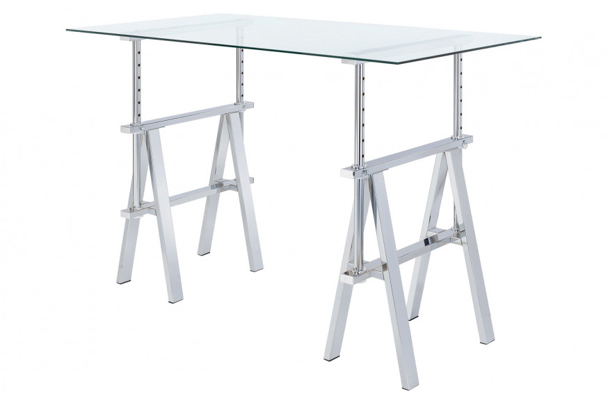 Coaster™ Statham Glass Top Adjustable Writing Desk - Clear/Chrome