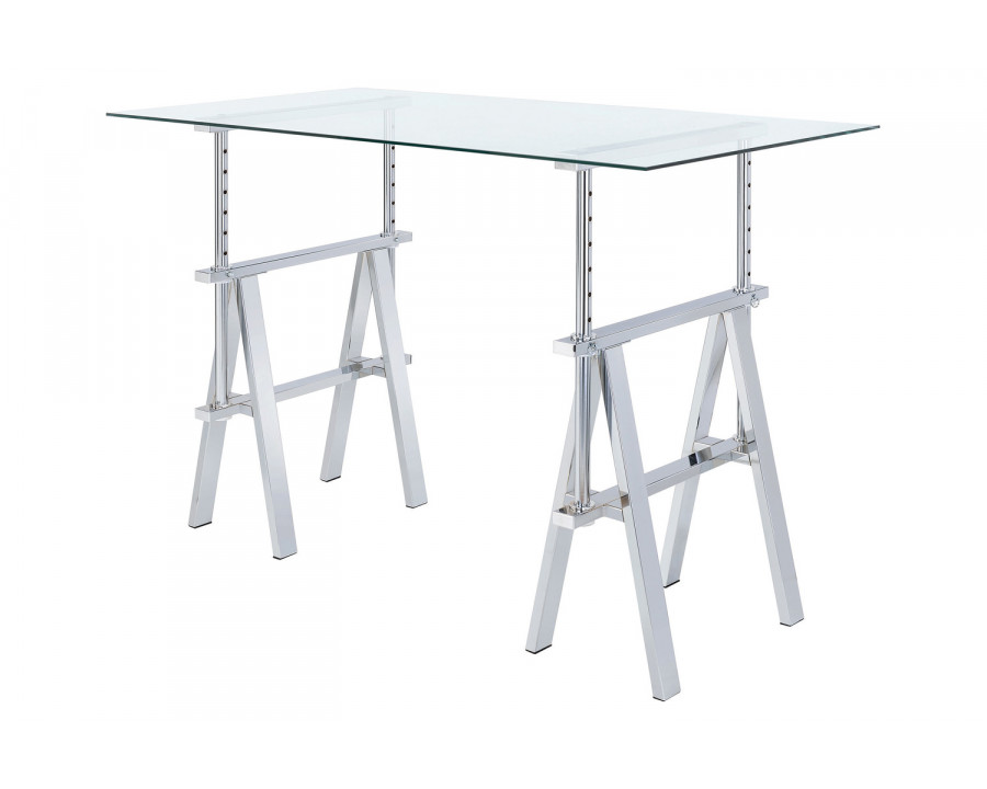 Coaster - Statham Glass Top Adjustable Writing Desk in Clear/Chrome