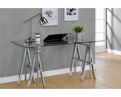 Coaster™ Statham Glass Top Adjustable Writing Desk - Clear/Chrome