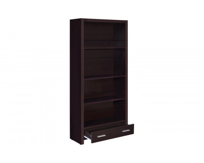 Coaster - Skylar 5-Shelf Bookcase With Storage Drawer in Cappuccino