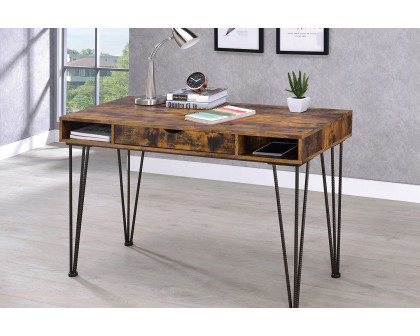 Coaster - Olvera 1-Drawer Writing Desk in Antique Nutmeg/Dark Bronze