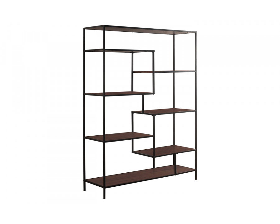 Coaster Asher 7-Shelf Geometric Bookcase - Walnut