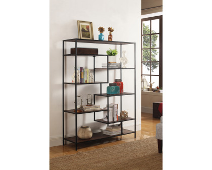 Coaster Asher 7-Shelf Geometric Bookcase - Walnut