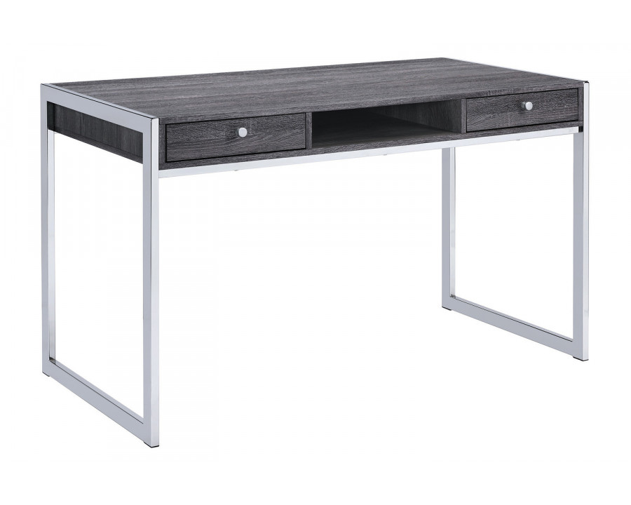 Coaster - Wallice 2-Drawer Writing Desk in Weathered Gray/Chrome