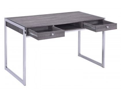 Coaster - Wallice 2-Drawer Writing Desk in Weathered Gray/Chrome