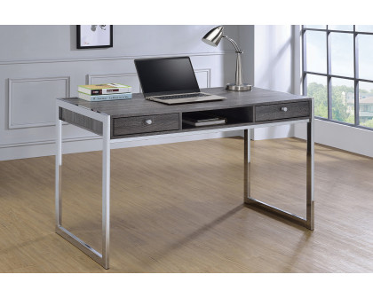 Coaster - Wallice 2-Drawer Writing Desk in Weathered Gray/Chrome