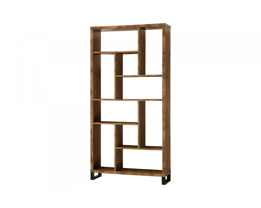 Coaster - Delwin 10-Shelf Bookcase in Antique Nutmeg