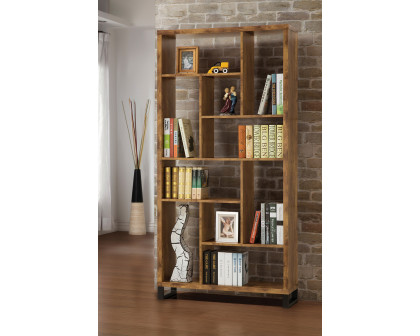 Coaster - Delwin 10-Shelf Bookcase in Antique Nutmeg