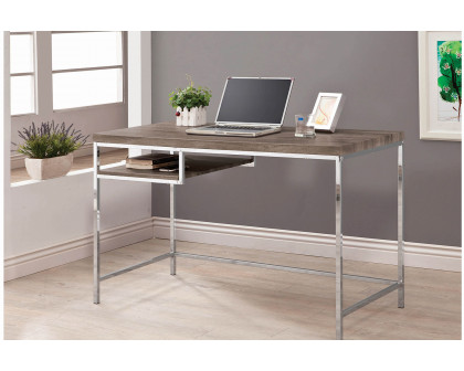 Coaster - Kravitz Rectangular Writing Desk in Weathered Gray/Chrome