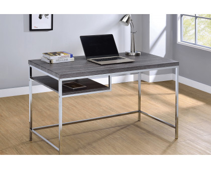 Coaster - Kravitz Rectangular Writing Desk in Weathered Gray/Chrome