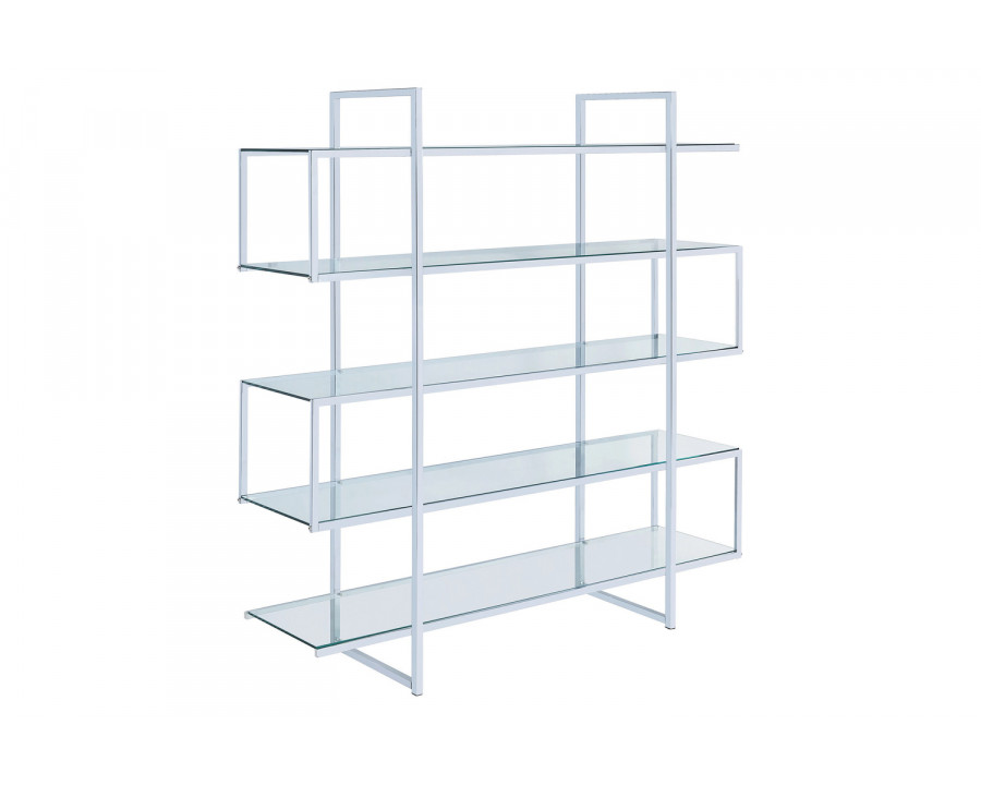 Coaster - 5-Shelf Bookcase in Chrome/Clear