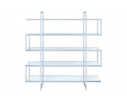 Coaster - 5-Shelf Bookcase in Chrome/Clear