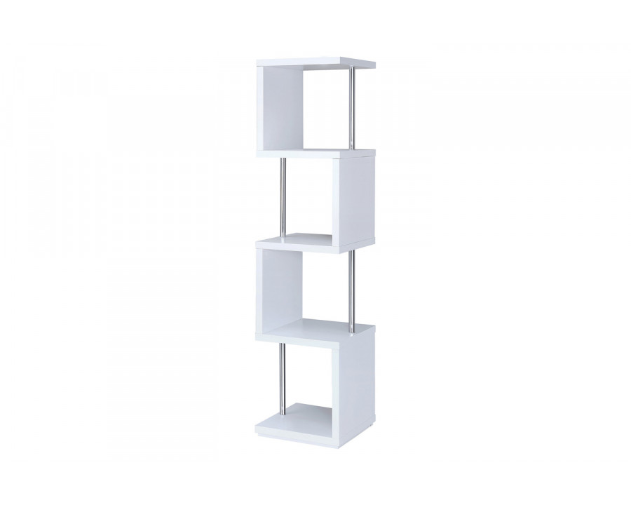 Coaster Baxter 4-Shelf Bookcase - White/Chrome