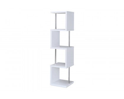 Coaster Baxter 4-Shelf Bookcase - White/Chrome