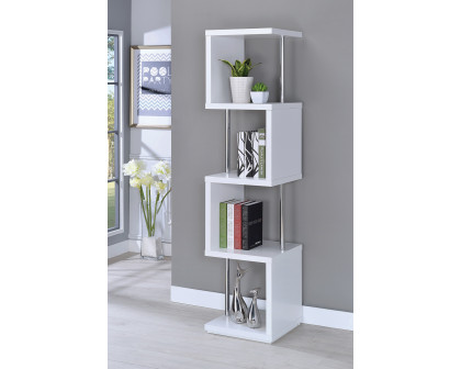 Coaster Baxter 4-Shelf Bookcase - White/Chrome