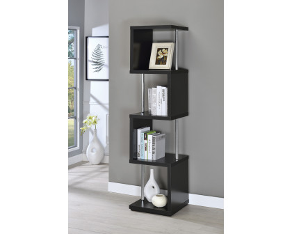 Coaster Baxter 4-Shelf Bookcase - Black/Chrome