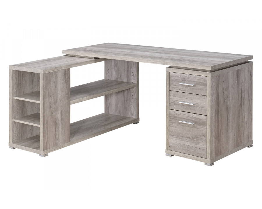 Coaster Yvette L-Shape Office Desk - Gray Driftwood