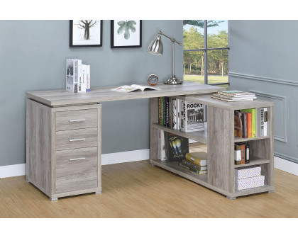 Coaster Yvette L-Shape Office Desk - Gray Driftwood