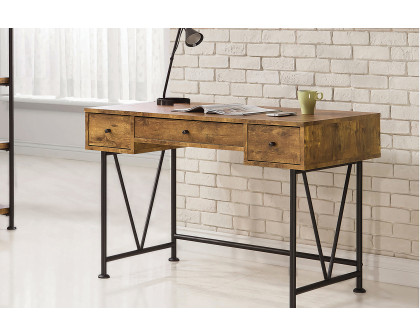 Coaster™ Analiese 3-Drawer Writing Desk - Antique Nutmeg/Black