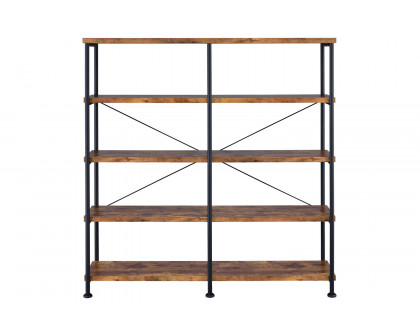 Coaster Analiese 4-Shelf Open Bookcase - Antique Nutmeg/Black