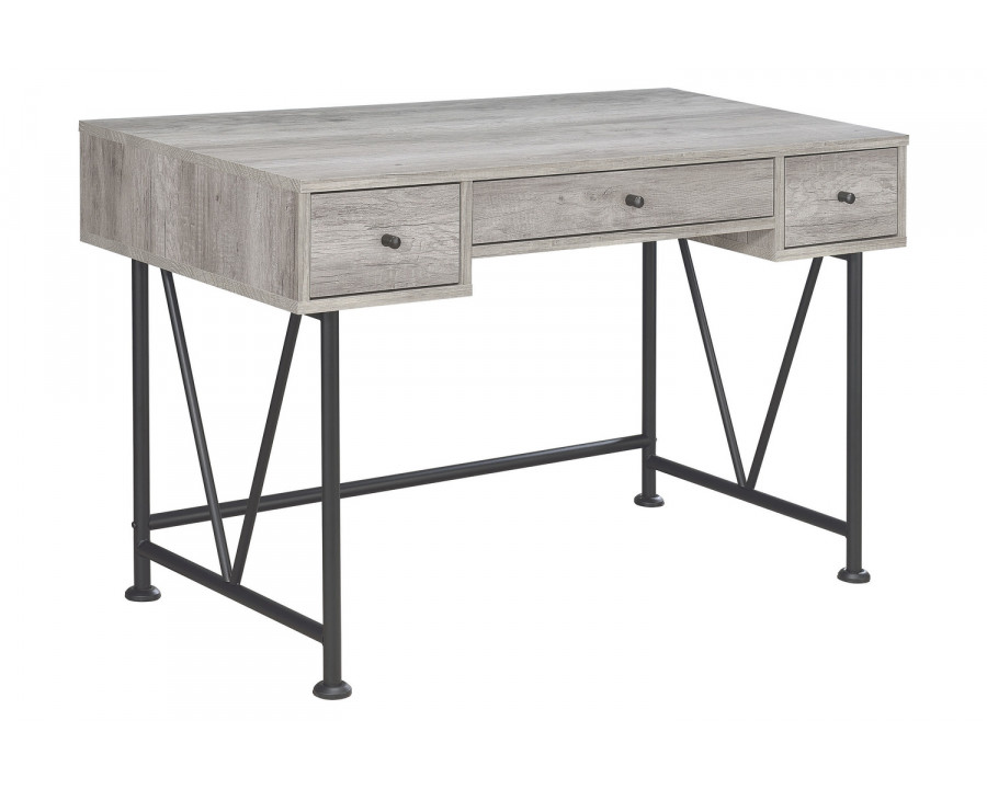 Coaster Analiese 3-Drawer Writing Desk - Gray Driftwood/Black