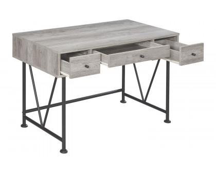 Coaster Analiese 3-Drawer Writing Desk - Gray Driftwood/Black