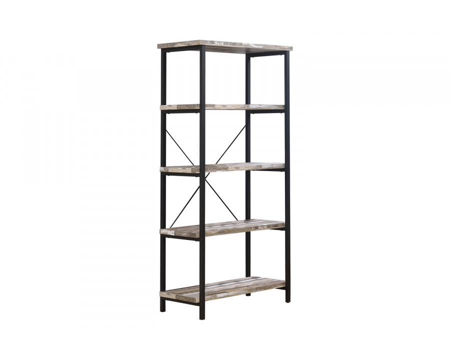 Coaster - Skelton 4-Shelf Bookcase in Salvaged Cabin/Black