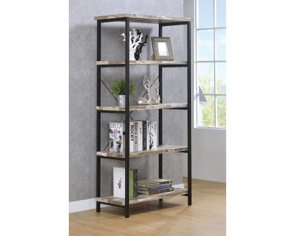 Coaster - Skelton 4-Shelf Bookcase in Salvaged Cabin/Black