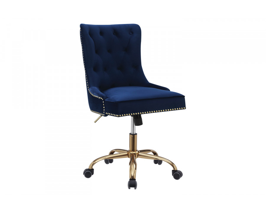 Coaster - Upholstered Office Chair With Nailhead in Blue/Brass