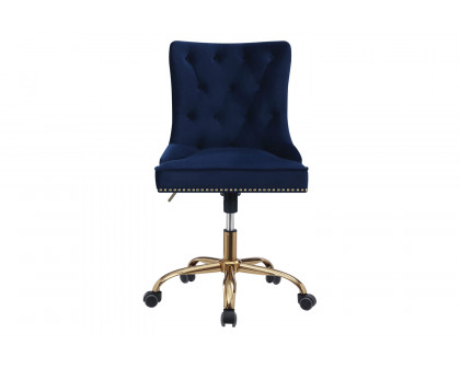 Coaster - Upholstered Office Chair With Nailhead in Blue/Brass