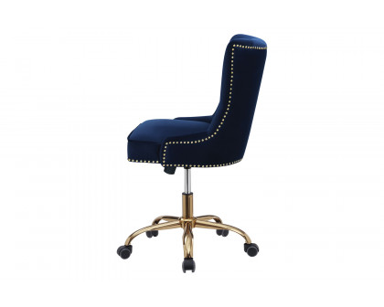 Coaster - Upholstered Office Chair With Nailhead in Blue/Brass