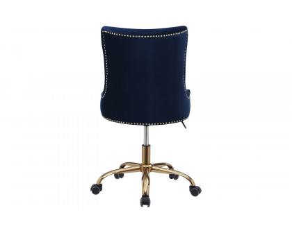 Coaster - Upholstered Office Chair With Nailhead in Blue/Brass