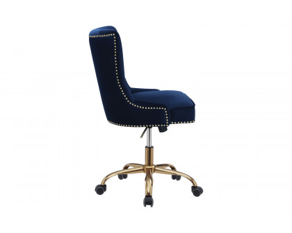 Coaster - Upholstered Office Chair With Nailhead in Blue/Brass