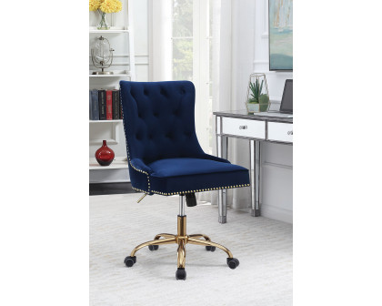 Coaster - Upholstered Office Chair With Nailhead in Blue/Brass