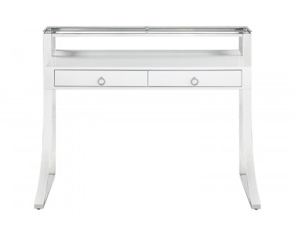 Coaster - Gemma 2-Drawer Writing Desk in Glossy White/Chrome