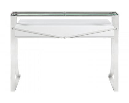 Coaster - Gemma 2-Drawer Writing Desk in Glossy White/Chrome