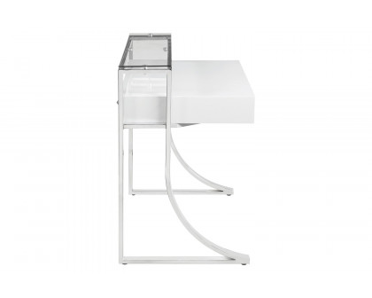 Coaster - Gemma 2-Drawer Writing Desk in Glossy White/Chrome