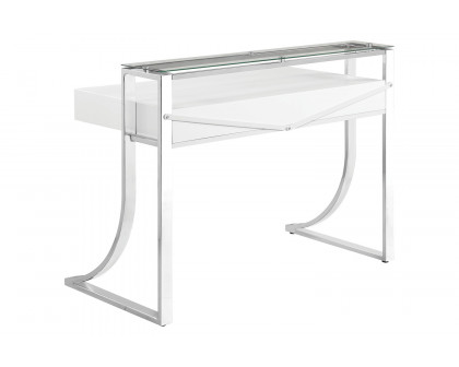 Coaster - Gemma 2-Drawer Writing Desk in Glossy White/Chrome