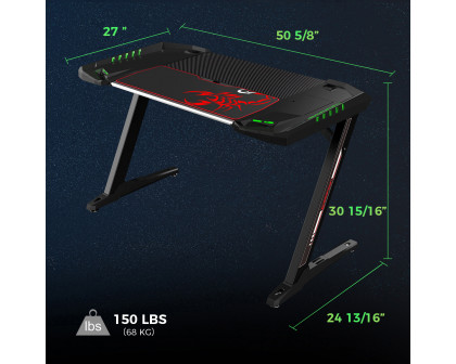 Coaster - Ardsley Z-Framed Gaming Desk With Led Lighting in Black