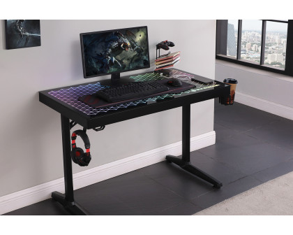 Coaster - Avoca Tempered Glass Top Gaming Desk in Black