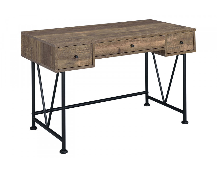 Coaster Analiese 3-Drawer Writing Desk - Rustic Oak/Black