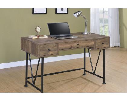 Coaster Analiese 3-Drawer Writing Desk - Rustic Oak/Black