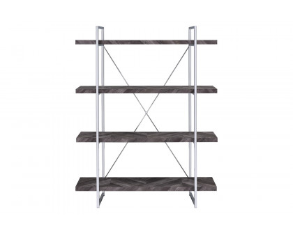 Coaster - Grimma 4-Shelf Bookcase in Rustic Gray/Herringbone