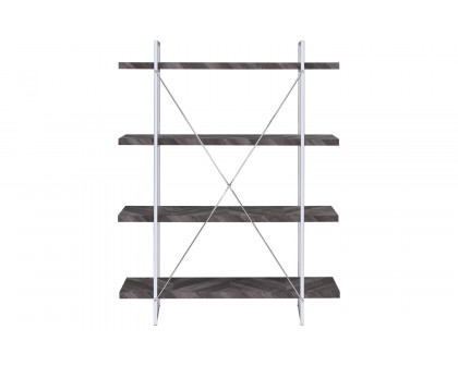 Coaster - Grimma 4-Shelf Bookcase in Rustic Gray/Herringbone