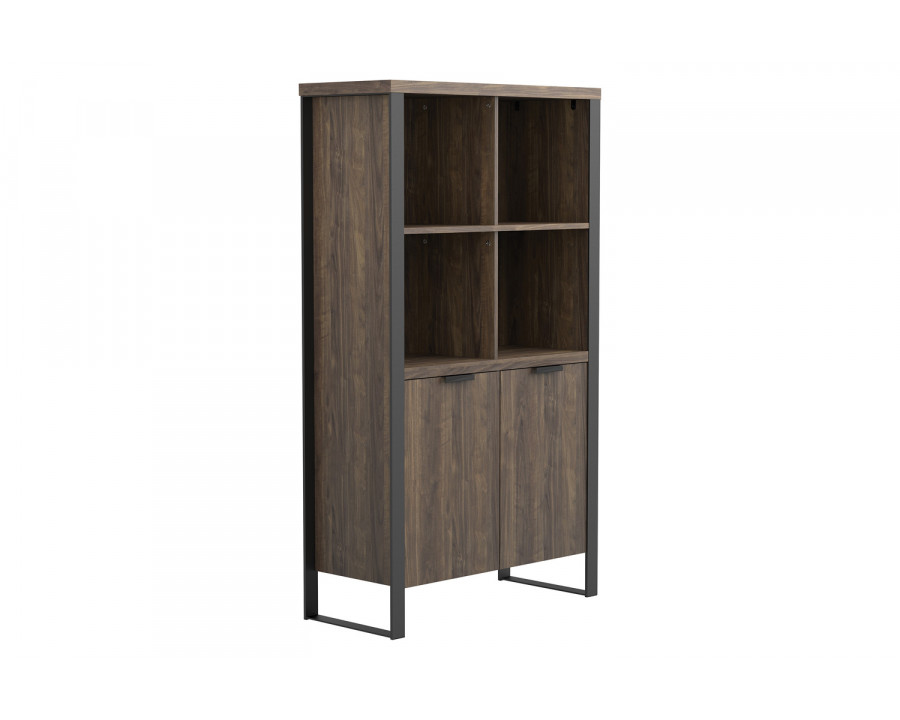 Coaster - Pattinson 2-Door Rectangular Bookcase in Aged Walnut/Gunmetal