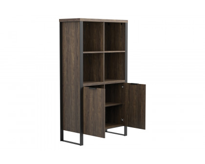 Coaster - Pattinson 2-Door Rectangular Bookcase in Aged Walnut/Gunmetal