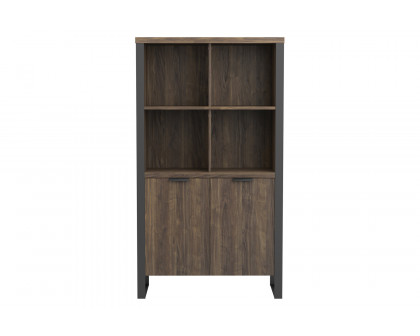 Coaster - Pattinson 2-Door Rectangular Bookcase in Aged Walnut/Gunmetal