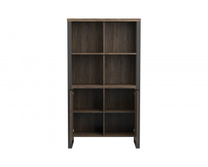 Coaster - Pattinson 2-Door Rectangular Bookcase in Aged Walnut/Gunmetal