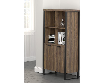 Coaster - Pattinson 2-Door Rectangular Bookcase in Aged Walnut/Gunmetal